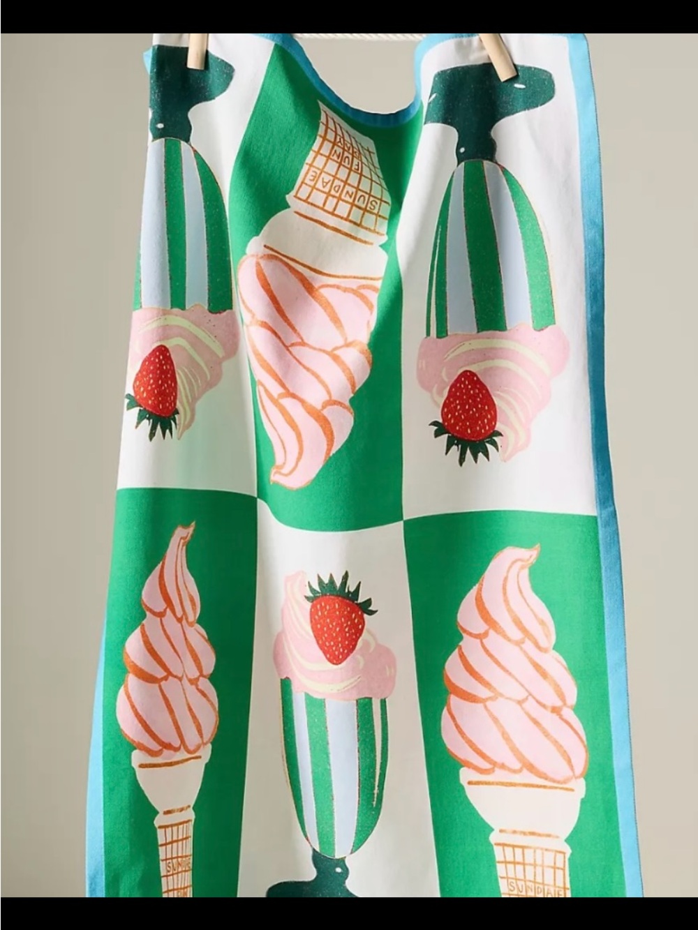 Anthropologie Sundae Funday Dish Towel.